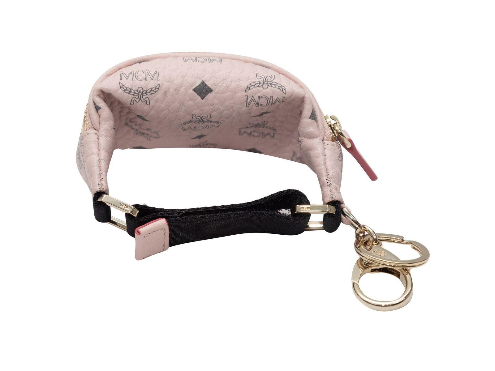 MCM Light Pink Metallic Visetos Mini Belt Bag Key Ring In Good Condition In New York, NY
