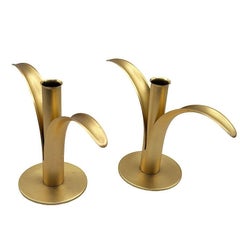 MCM "Lily" Candlestick Holders w/ Brass Inserts By Ivar Ålenius Björk for Ystad
