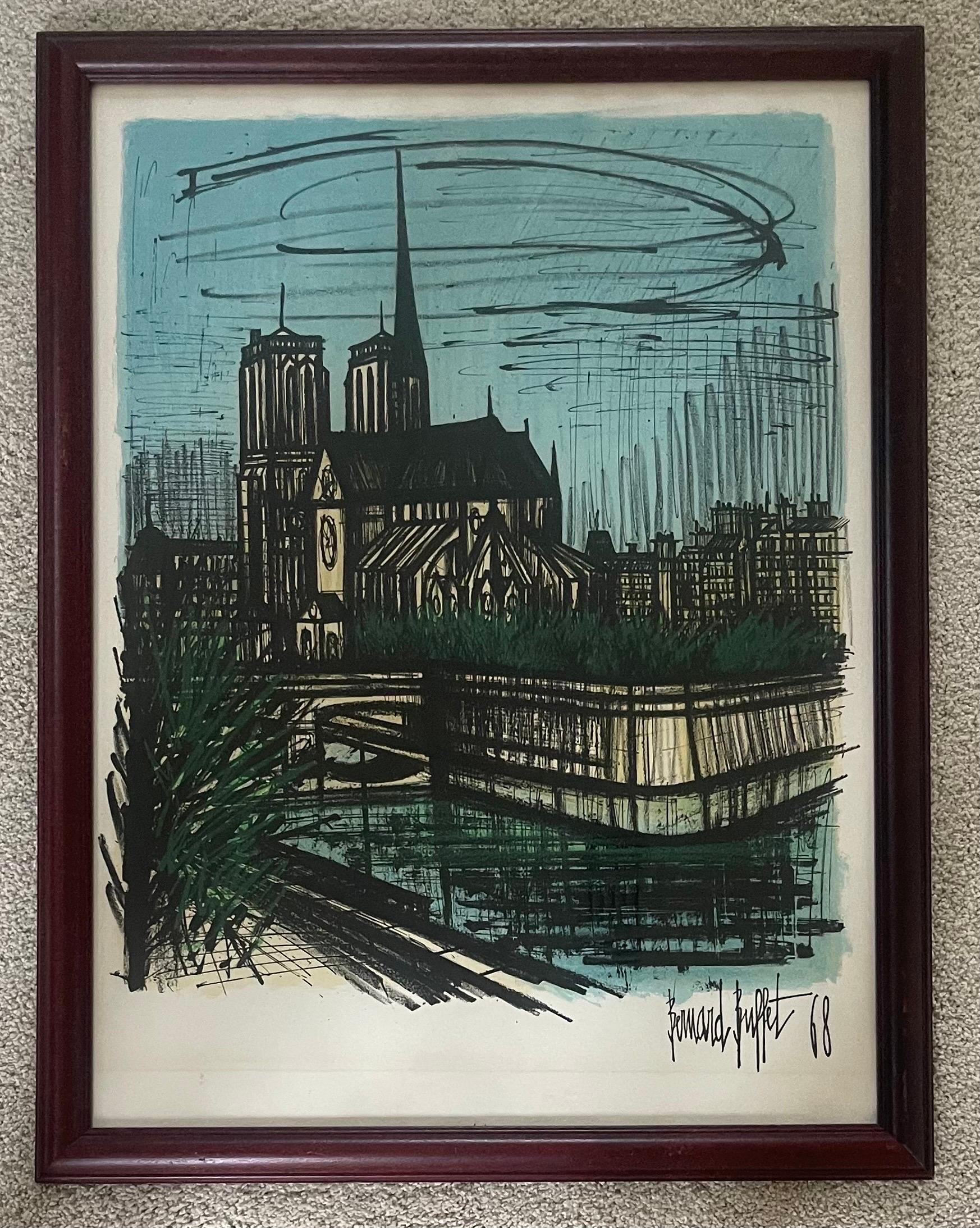 MCM Lithograph of Cathedral Notre Dame by Bernard Buffet For Sale 1