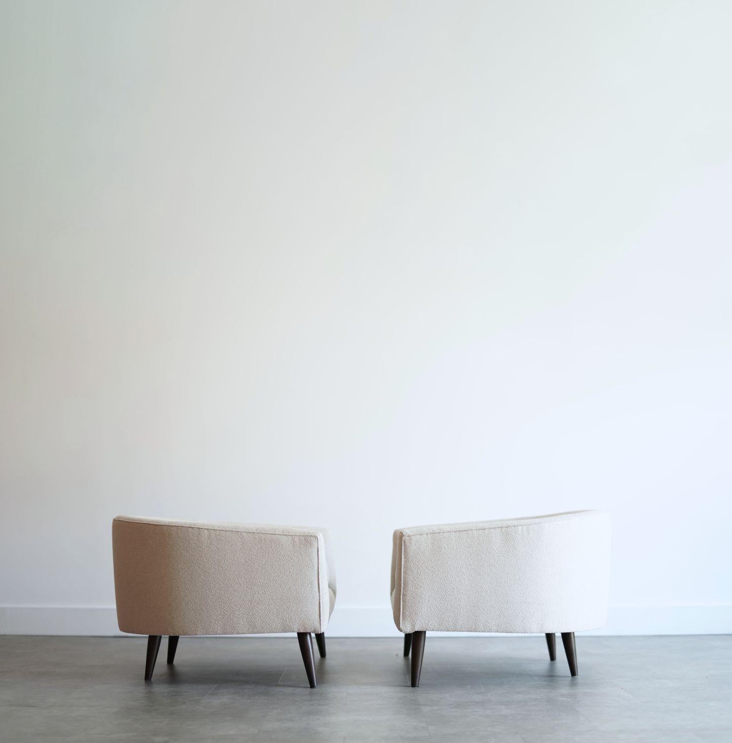20th Century MCM Low Profile Barrel Back Lounge Chairs, C. 1950s For Sale