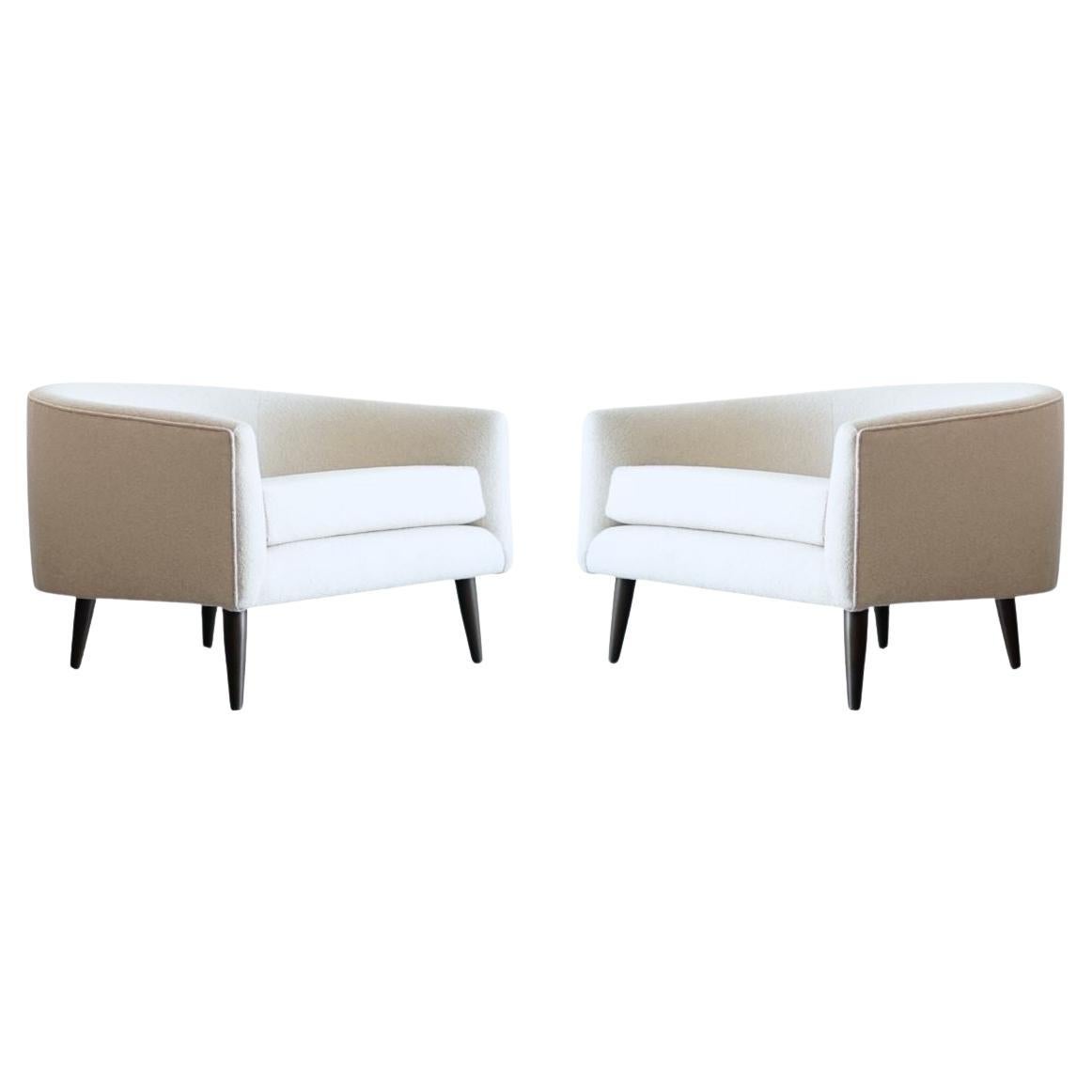 MCM Low Profile Barrel Back Lounge Chairs, C. 1950s For Sale