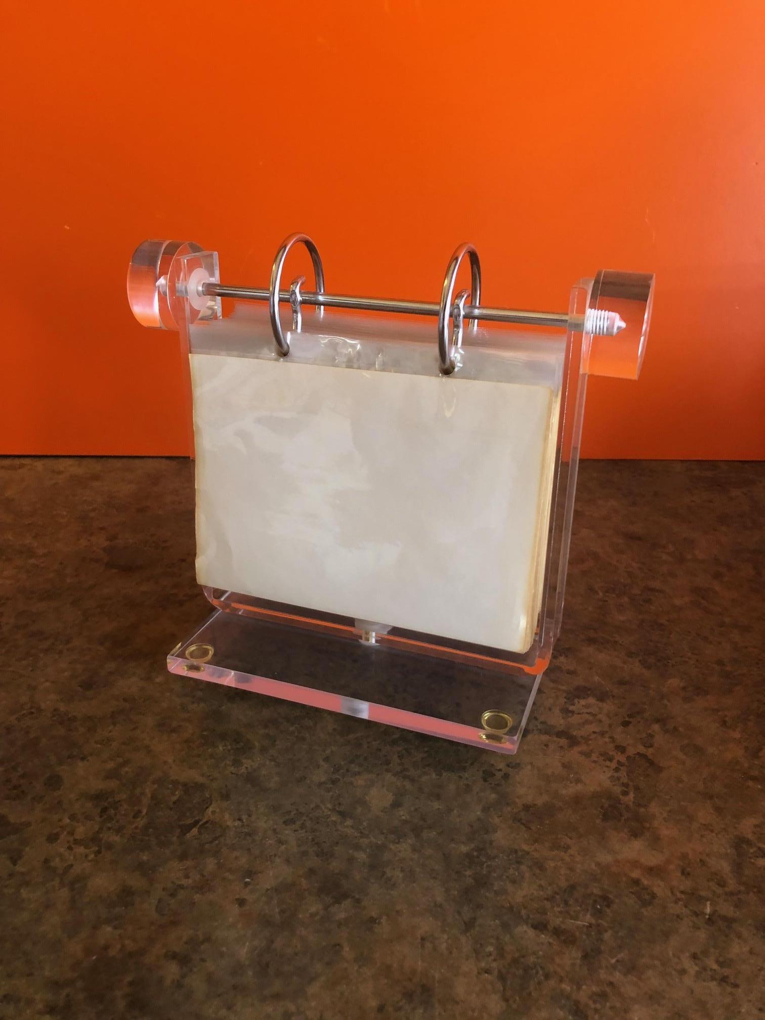 MCM Lucite / Acrylic Clear Photo Display Stand / Rolodex Frame In Good Condition In San Diego, CA