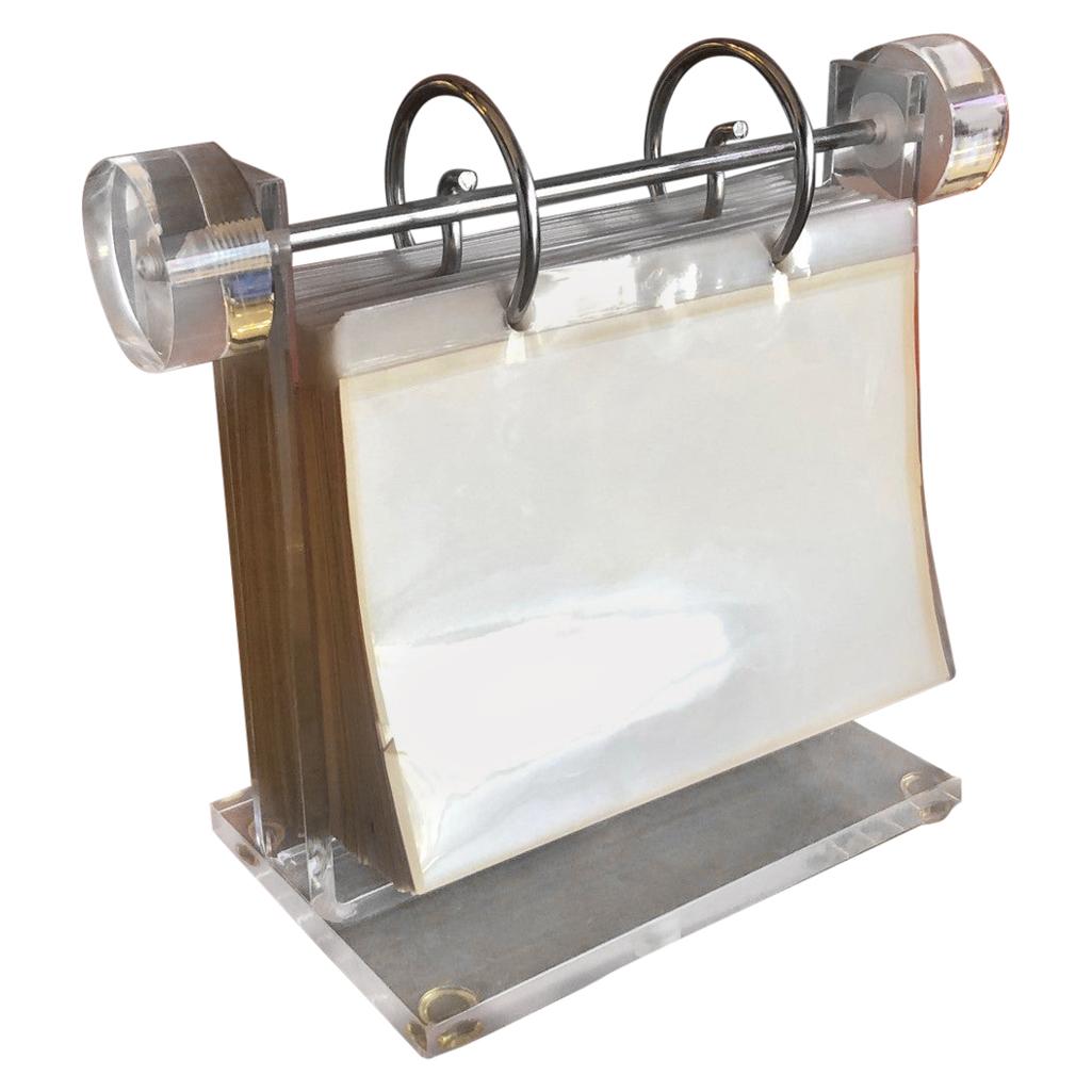 MCM Lucite / Acrylic Clear Photo Display Stand / Rolodex Frame