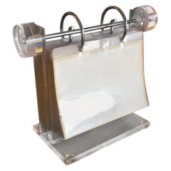 Used MCM Lucite / Acrylic Clear Photo Display Stand / Rolodex Frame