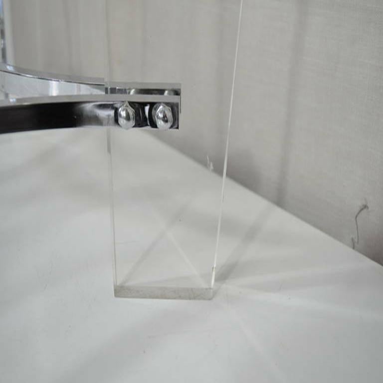 MCM Lucite Chrome Glass Square Sculptural Side Table after Charles Hollis Jones For Sale 2