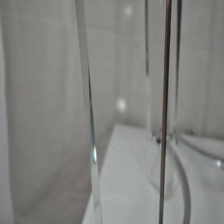 MCM Lucite Chrome Glass Square Sculptural Side Table after Charles Hollis Jones For Sale 3