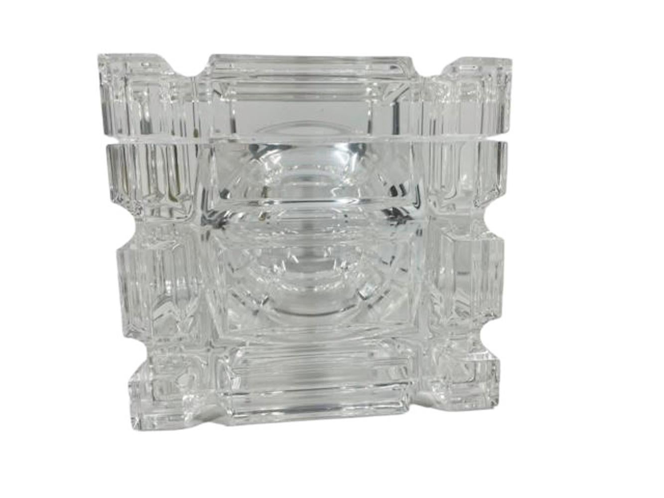 20th Century MCM Lucite Cube Form Covered Ice Bucket in the Manner of Alessandro Albrizzi For Sale