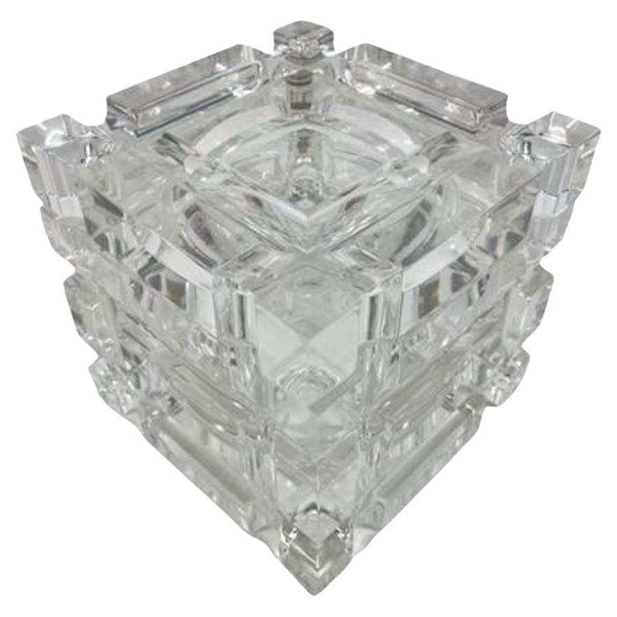 MCM Lucite Cube Form Covered Ice Bucket in the Manner of Alessandro Albrizzi