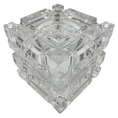 MCM Lucite Cube Form Covered Ice Bucket in the Manner of Alessandro Albrizzi