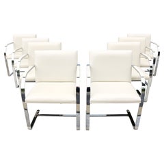 MCM Ludwig Mies van der Rohe Brno Flat Bar Chairs in Leather by Gordon, Set of 8