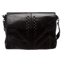 MCM M. Moment Black Leather Messenger Bag