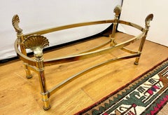 MCM Maison Jansen Inspired Brass Shell and Glass Oval Cocktail Coffee Table