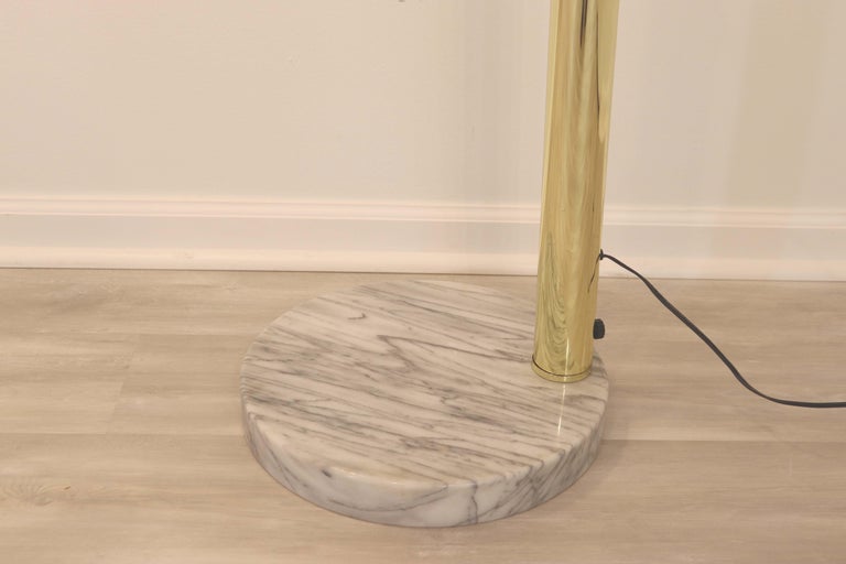 MCM Marble Base Brass 3 Light Arc Floor Lamp, Adjustable at 1stDibs ...