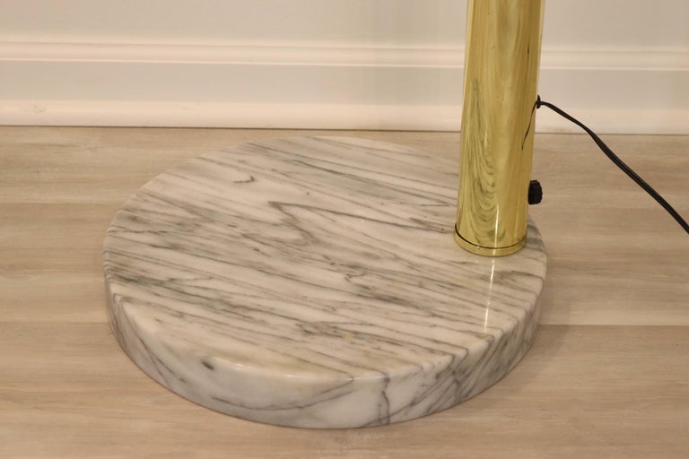 MCM Marble Base Brass 3 Light Arc Floor Lamp, Adjustable at 1stDibs ...
