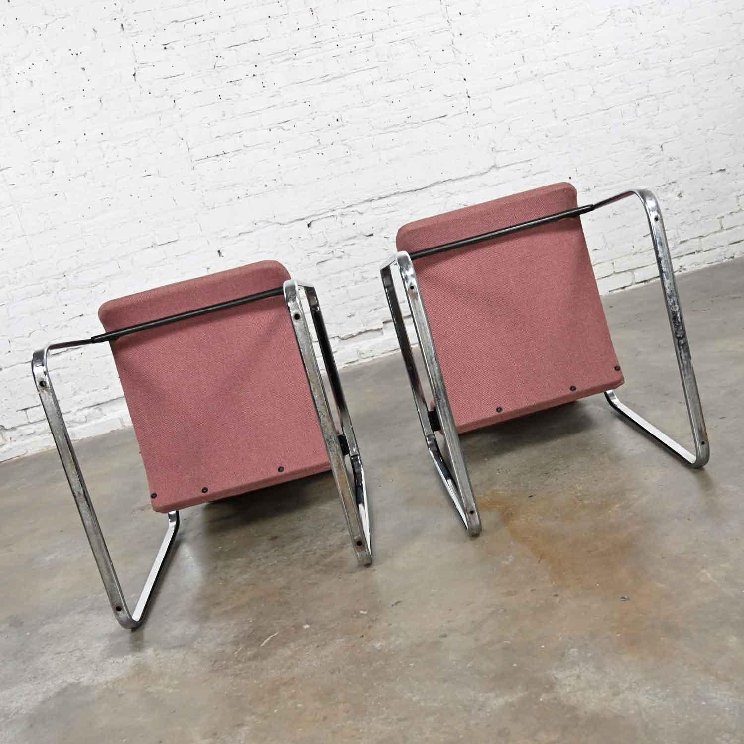 MCM Mauve Hopsacking & Chrome Tubular Chairs by Peter Protzman for Herman Miller For Sale 5