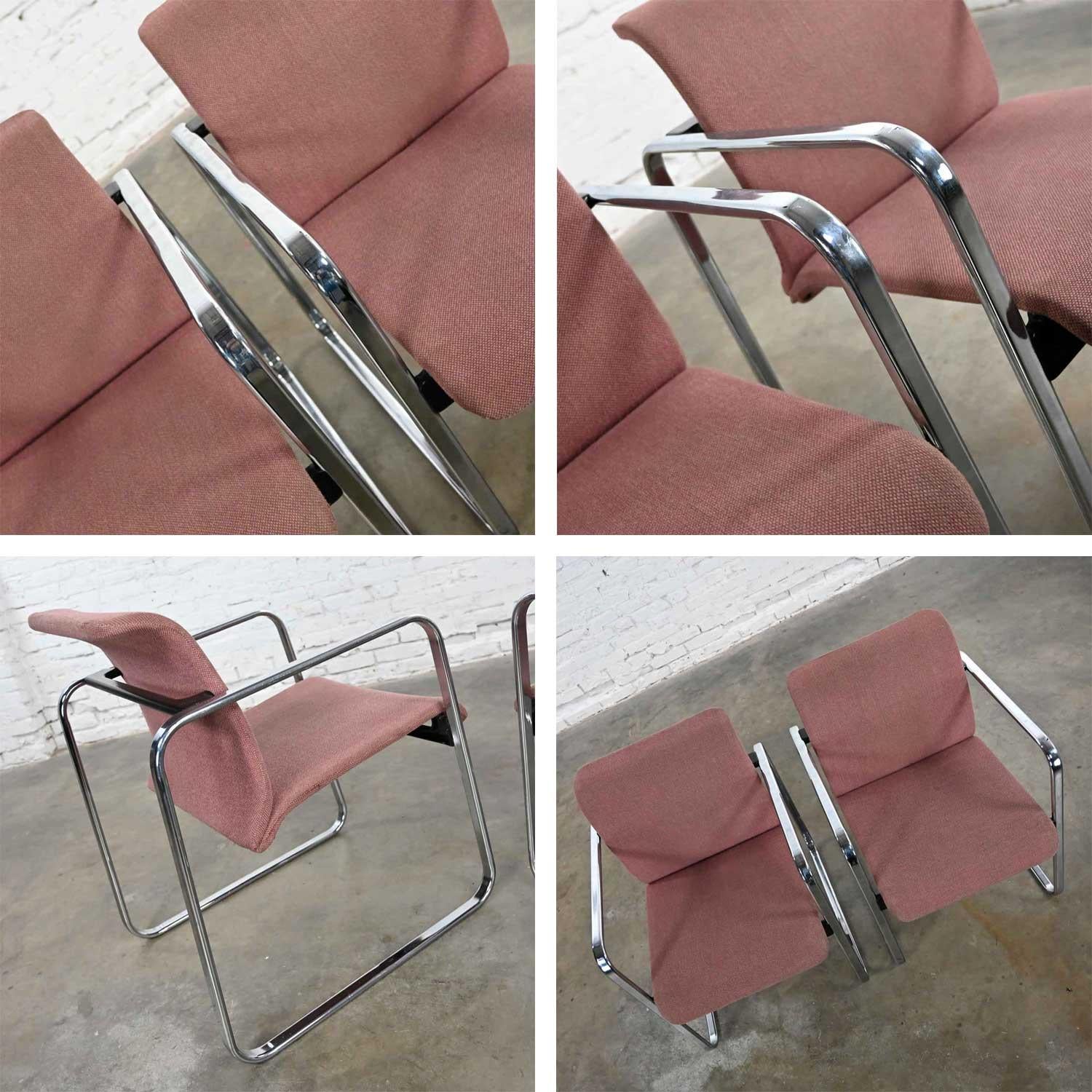 MCM Mauve Hopsacking & Chrome Tubular Chairs by Peter Protzman for Herman Miller For Sale 7
