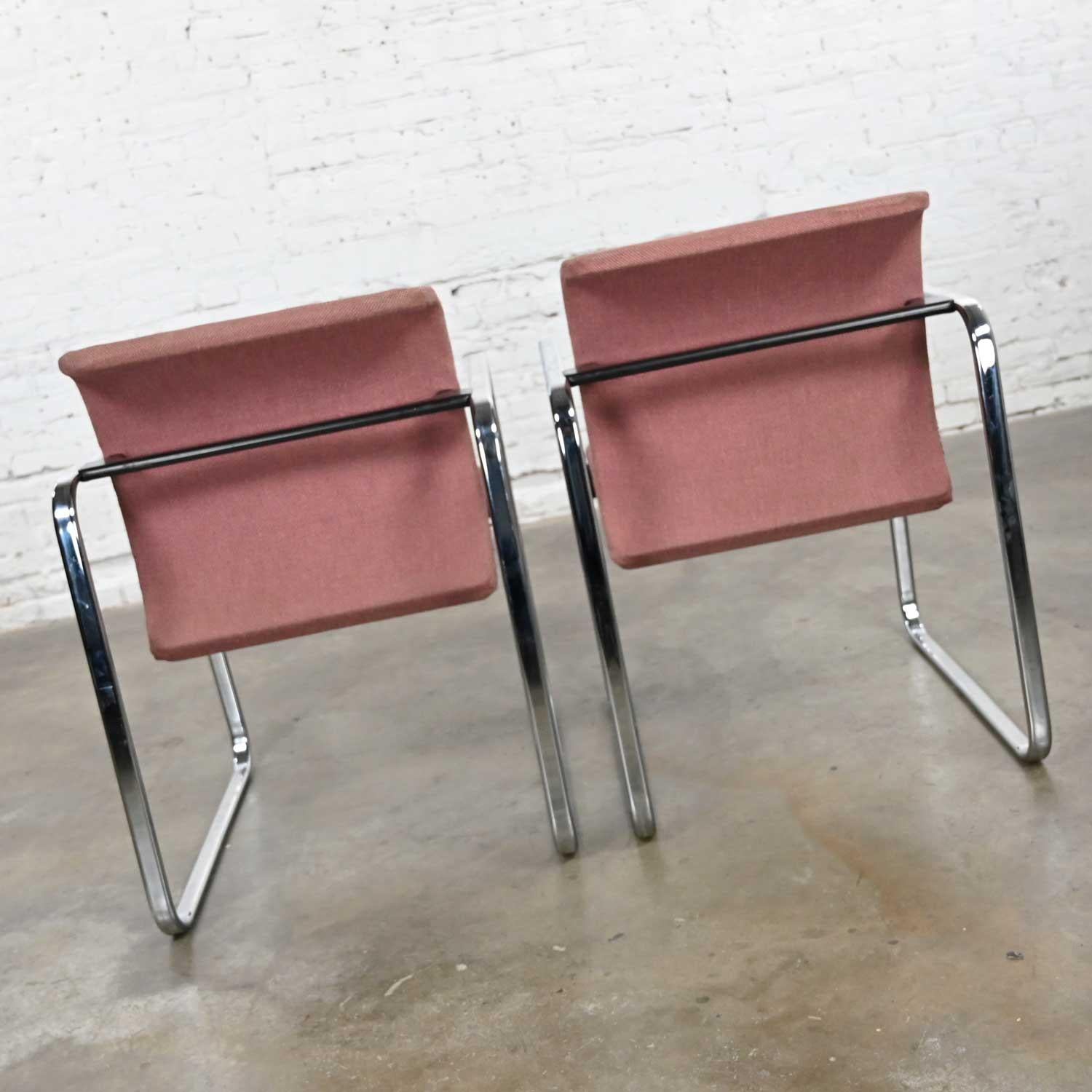 MCM Mauve Hopsacking & Chrome Tubular Chairs by Peter Protzman for Herman Miller For Sale 1