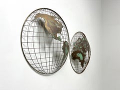 MCM Metal Brutalist Globe Hemispheres Sculpture in the manner of Curtis Jere