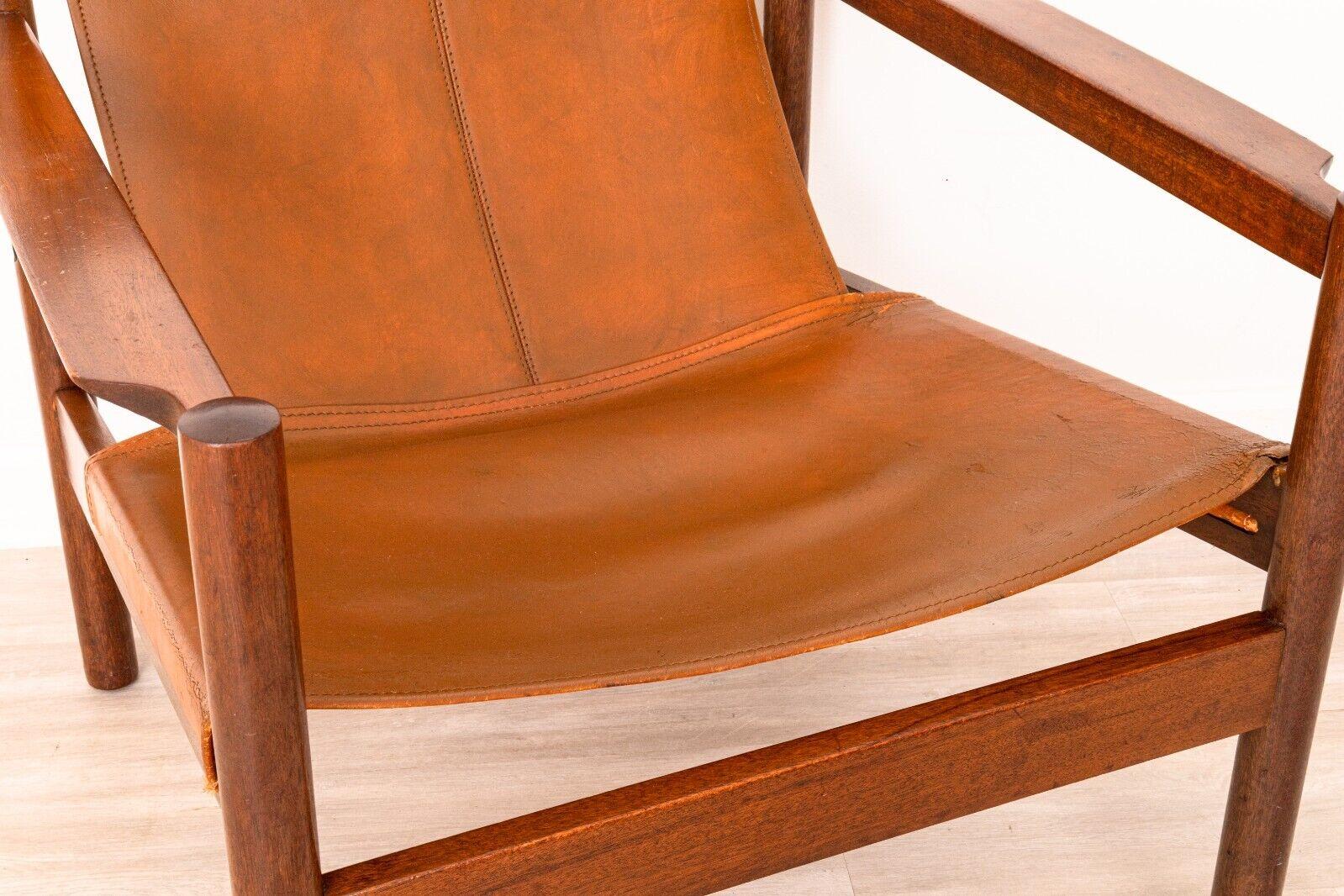 Leather MCM Michel Arnoult for Mobilia Contemporanea Roxinho Sling Lounge Chair