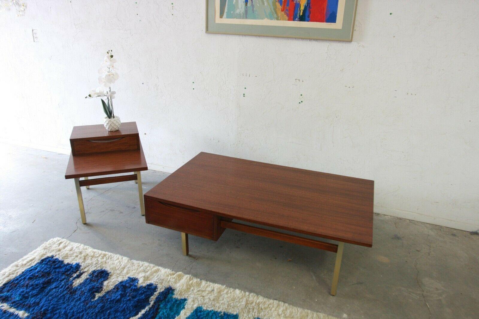 MCM Mid-Century Modern American of Martinsville Coffee Table w/ Brass Accents 5