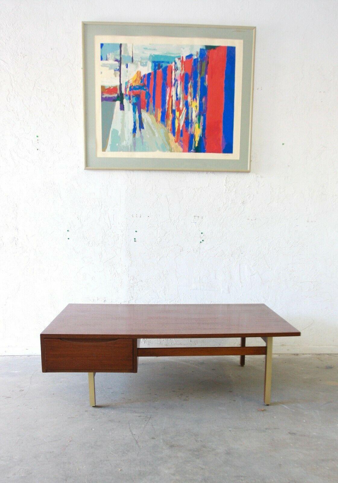 North American MCM Mid-Century Modern American of Martinsville Coffee Table w/ Brass Accents