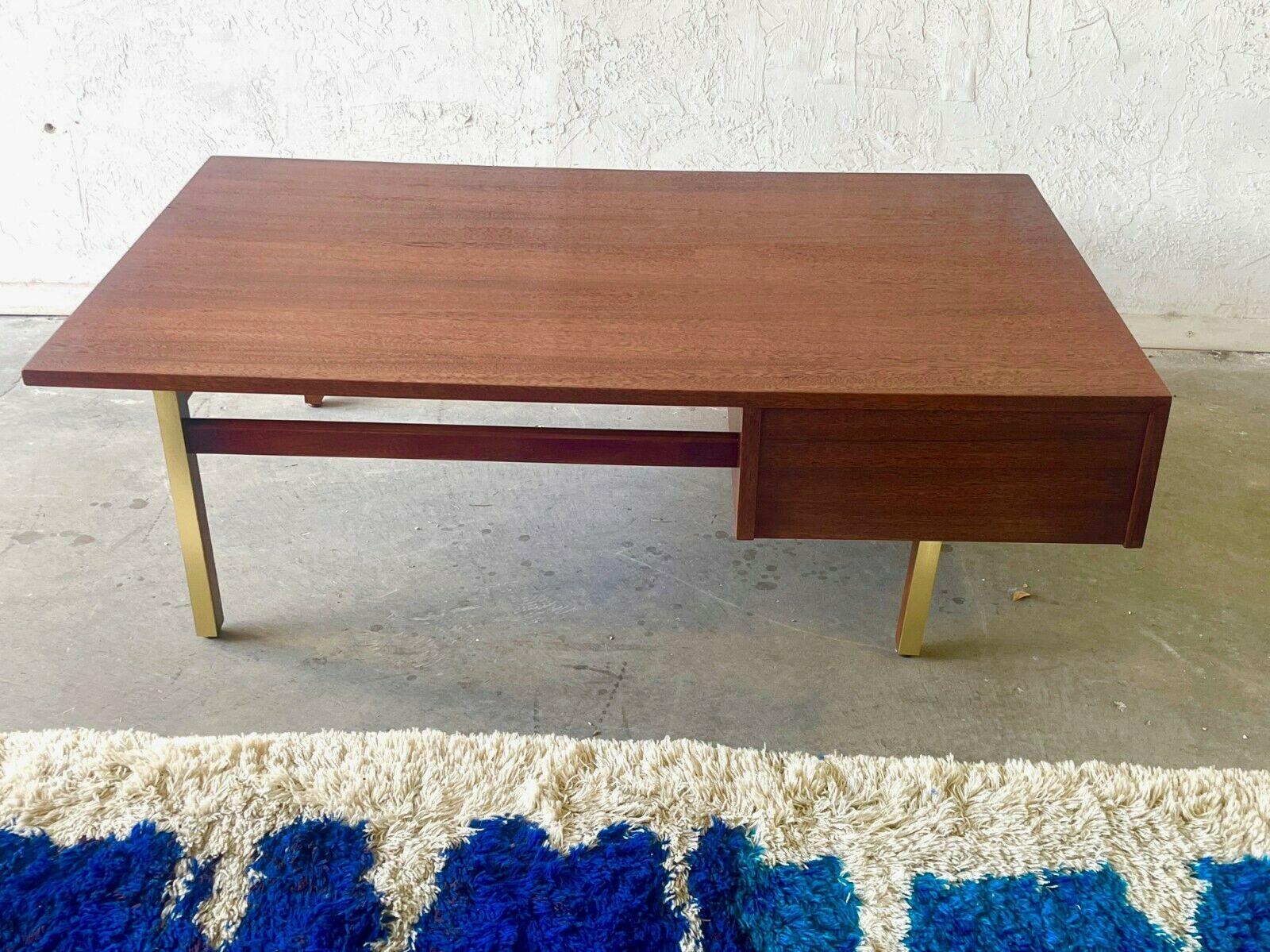 Mid-20th Century MCM Mid-Century Modern American of Martinsville Coffee Table w/ Brass Accents