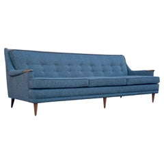 Used MCM Mid-Century Modern Kroehler Sofa Walnut New Charcoal Gray Tweed Upholstery