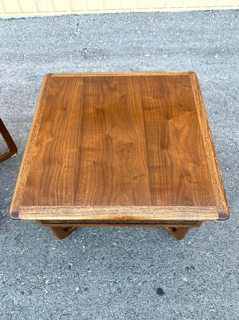 MCM MidCentury Modern Pair of Lane Perception End Tables Walnut Wood