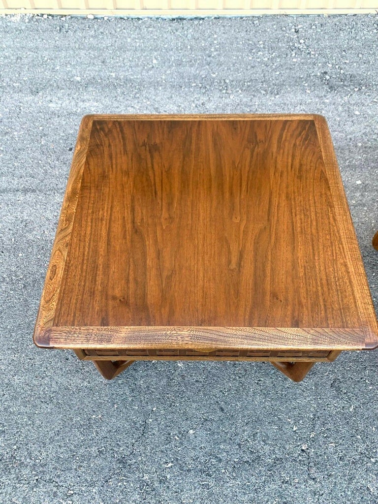 MCM MidCentury Modern Pair of Lane Perception End Tables Walnut Wood