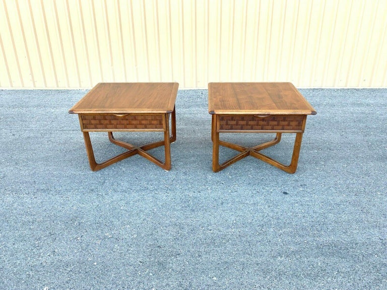 MCM MidCentury Modern Pair of Lane Perception End Tables Walnut Wood