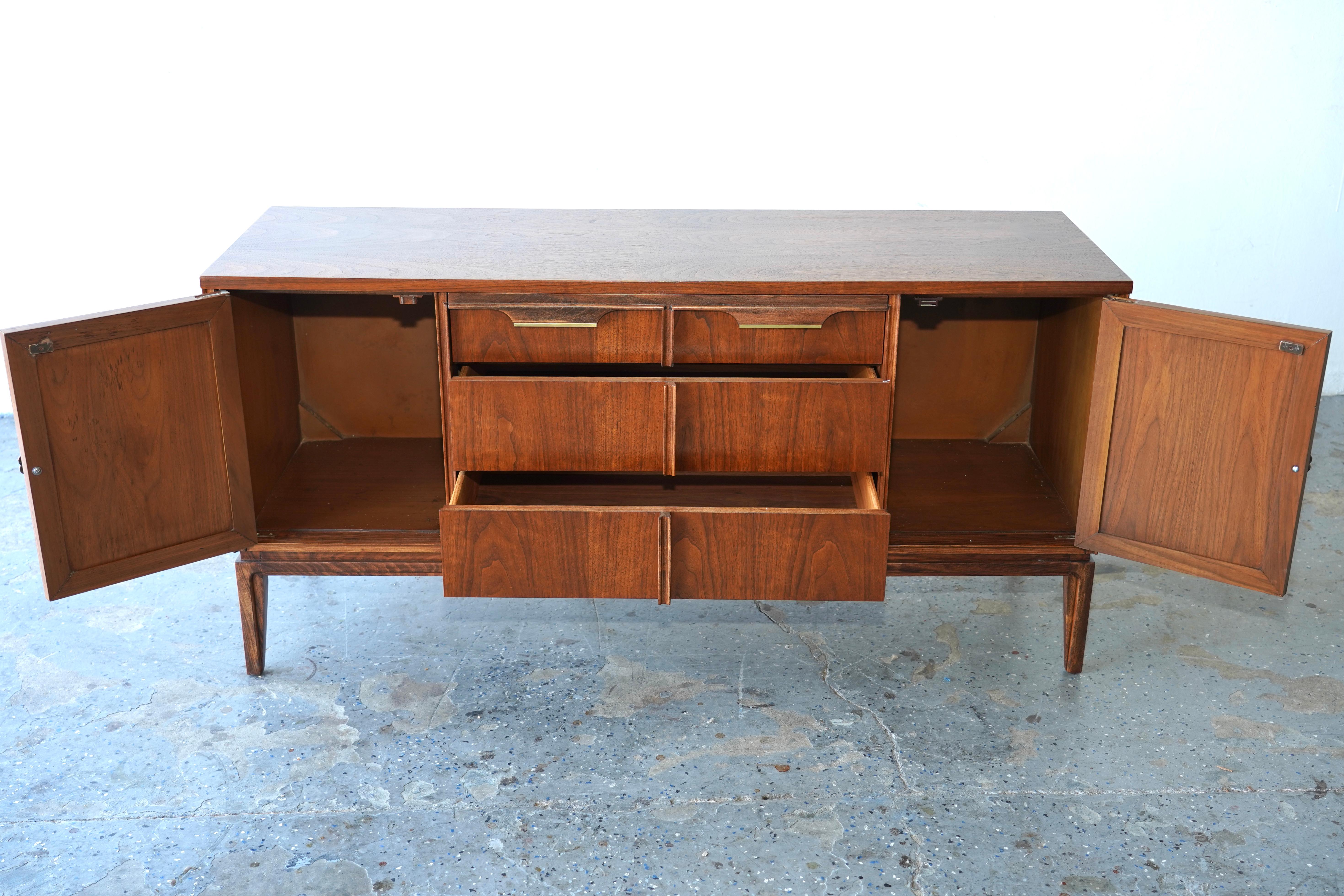 Mid-Century Modern MCM Mid Century Modern Walnut Cane Front Media Console Credenza by Basic Witz
