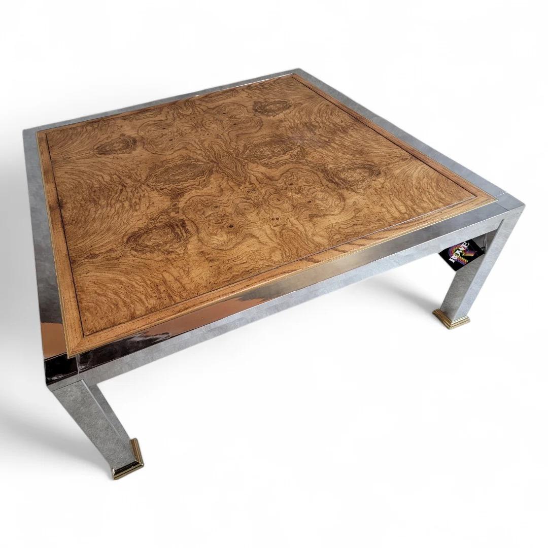 Ensemble table basse et table d'appoint MCM Milo Baughman en bois d'olivier brossé par Rowe - lot de 2 en vente 1
