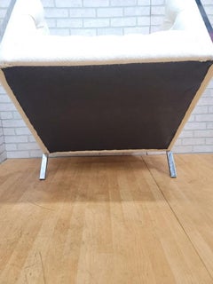 MCM Milo Baughman Style Chrome Club Lounge Chair Newly Reupholstered in Boucle