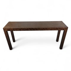 MCM Milo Baughman Style Faux Tortoise Drip Glaze Parsons Sofa/Console Table