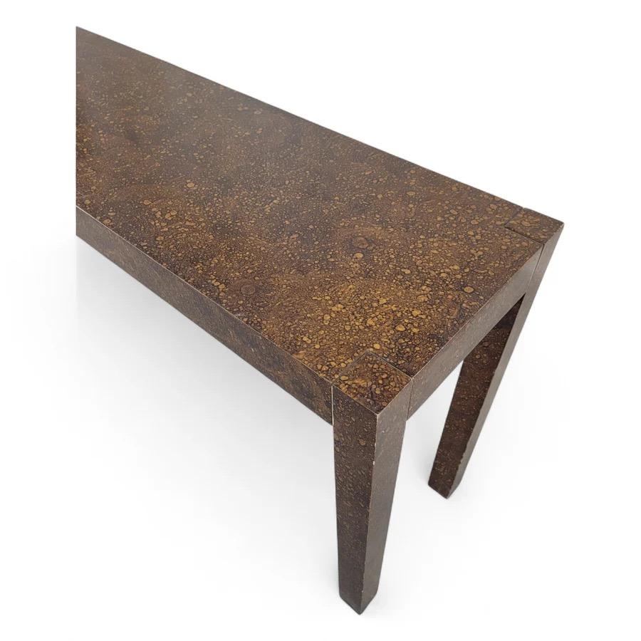 Unknown MCM Milo Baughman Style Faux Tortoise Drip Glaze Parsons Sofa/Console Table For Sale