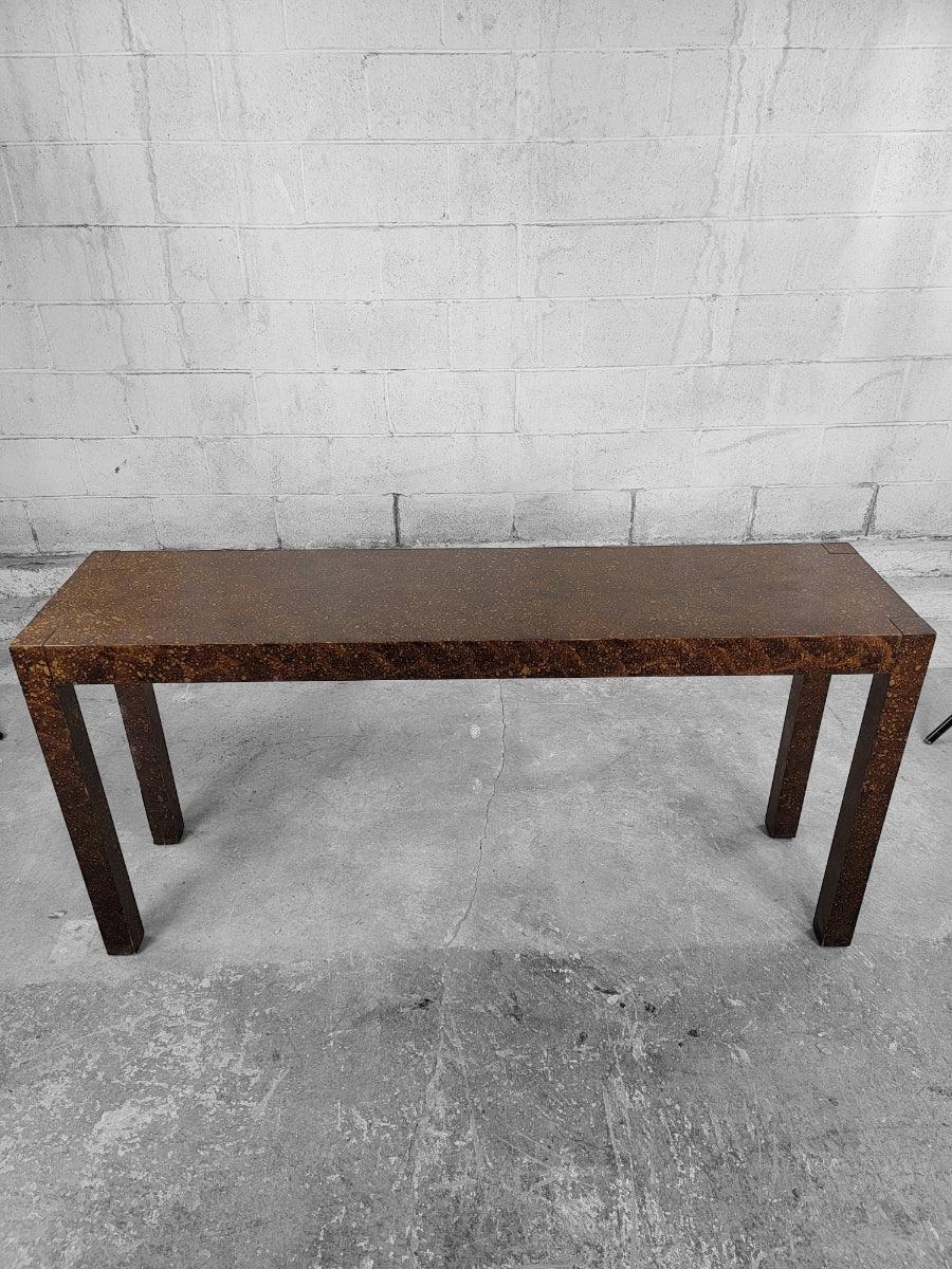 20th Century MCM Milo Baughman Style Faux Tortoise Drip Glaze Parsons Sofa/Console Table For Sale