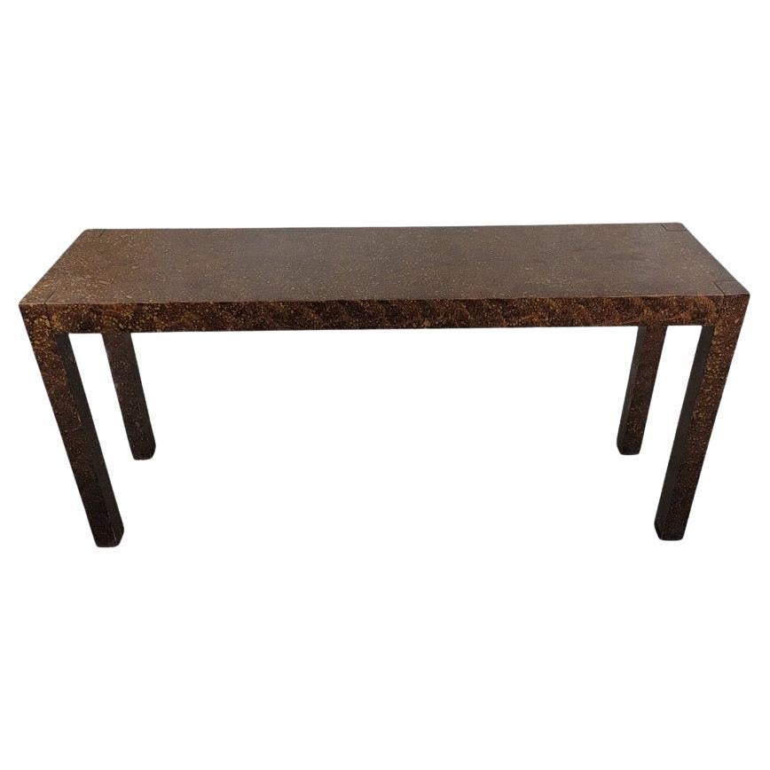 MCM Milo Baughman Style Faux Tortoise Drip Glaze Parsons Sofa/Console Table