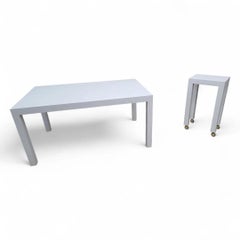 MCM Milo Baughman Style Laminate Parsons Dining Table With Bar Table - Set of 2