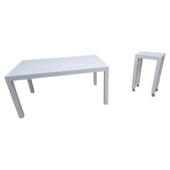 MCM Milo Baughman Style Laminate Parsons Dining Table With Bar Table - Set of 2