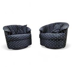 MCM Milo Baughman Style Swivel Tilt Lounge Chairs On Plinth Base by Carson's