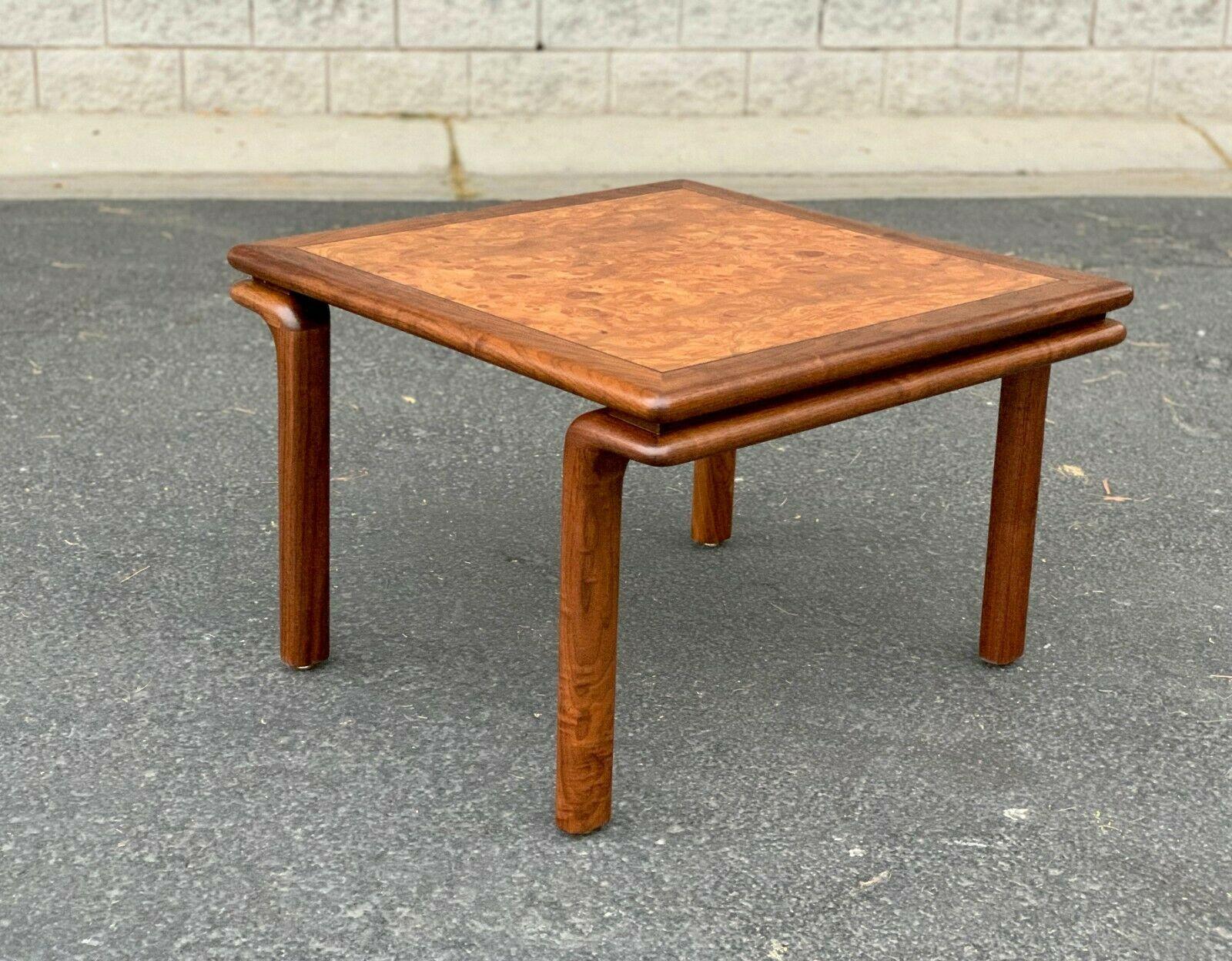 MCM Milo Style Olive Burl Wood & Walnut Coffee Table or Large End Table, 1970's 2