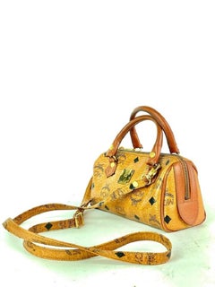 MCM Mini Monogram Boston with Strap Cognac Visetos 13MCM910