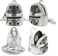 MCM Mini Swarovski Special 829mct15 White Leather Backpack