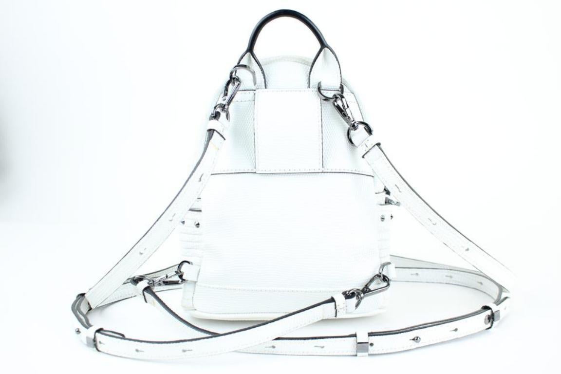 Gray MCM Mini Swarovski Special 829mct15 White Leather Backpack For Sale
