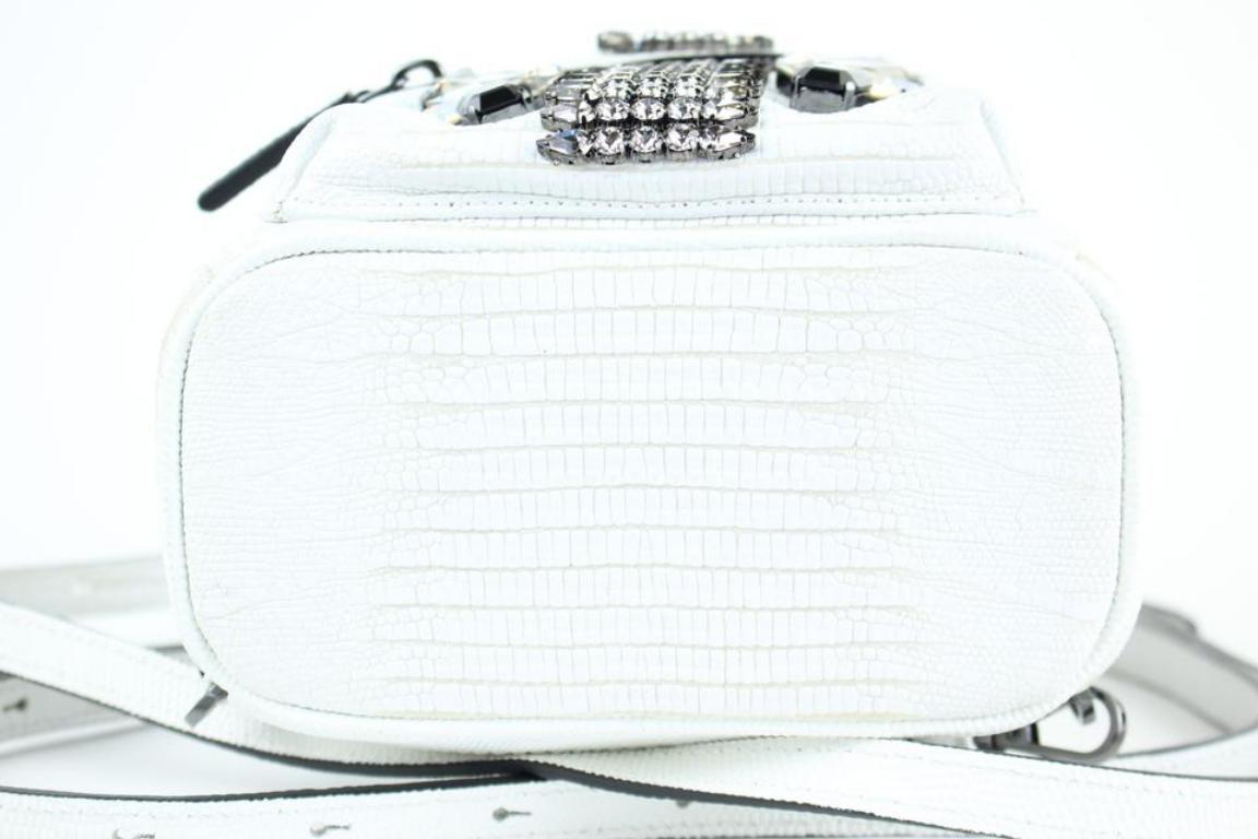 Women's MCM Mini Swarovski Special 829mct15 White Leather Backpack For Sale