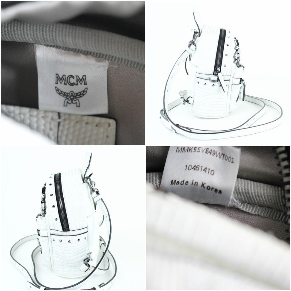 Women's MCM Mini Swarovski Special 829mct15 White Leather Backpack