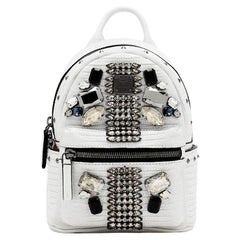 MCM Mini Swarovski Special 829mct15 White Leather Backpack