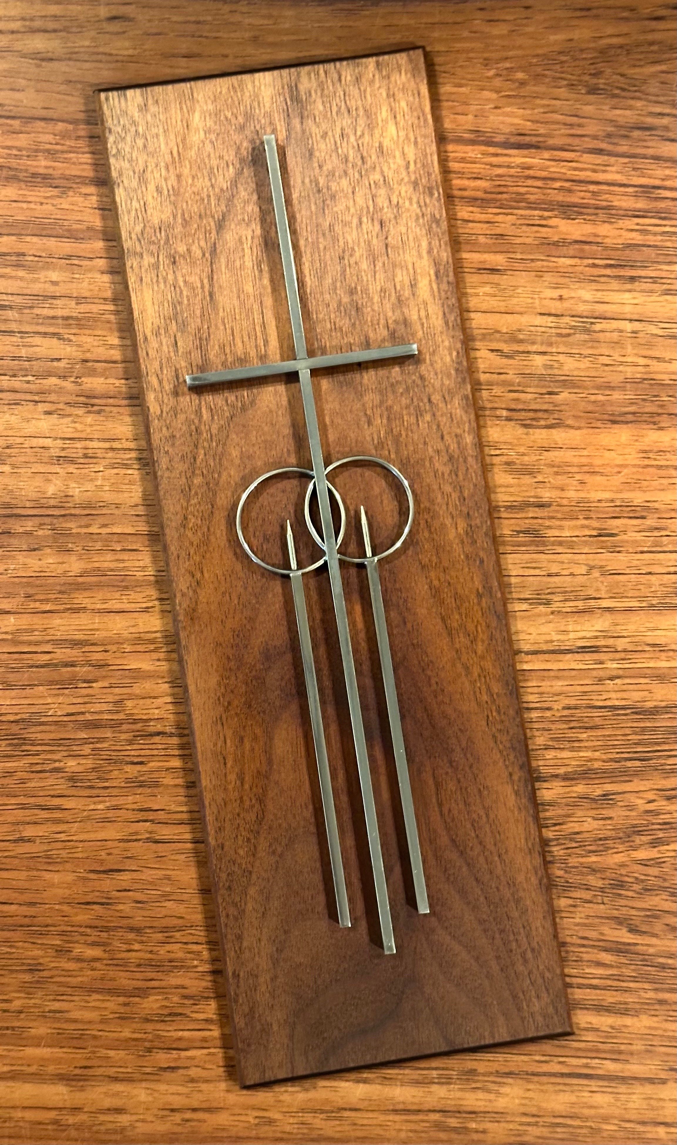 Mid-Century Modern MCM Minimalist Walnut Marriage Cross For Sale