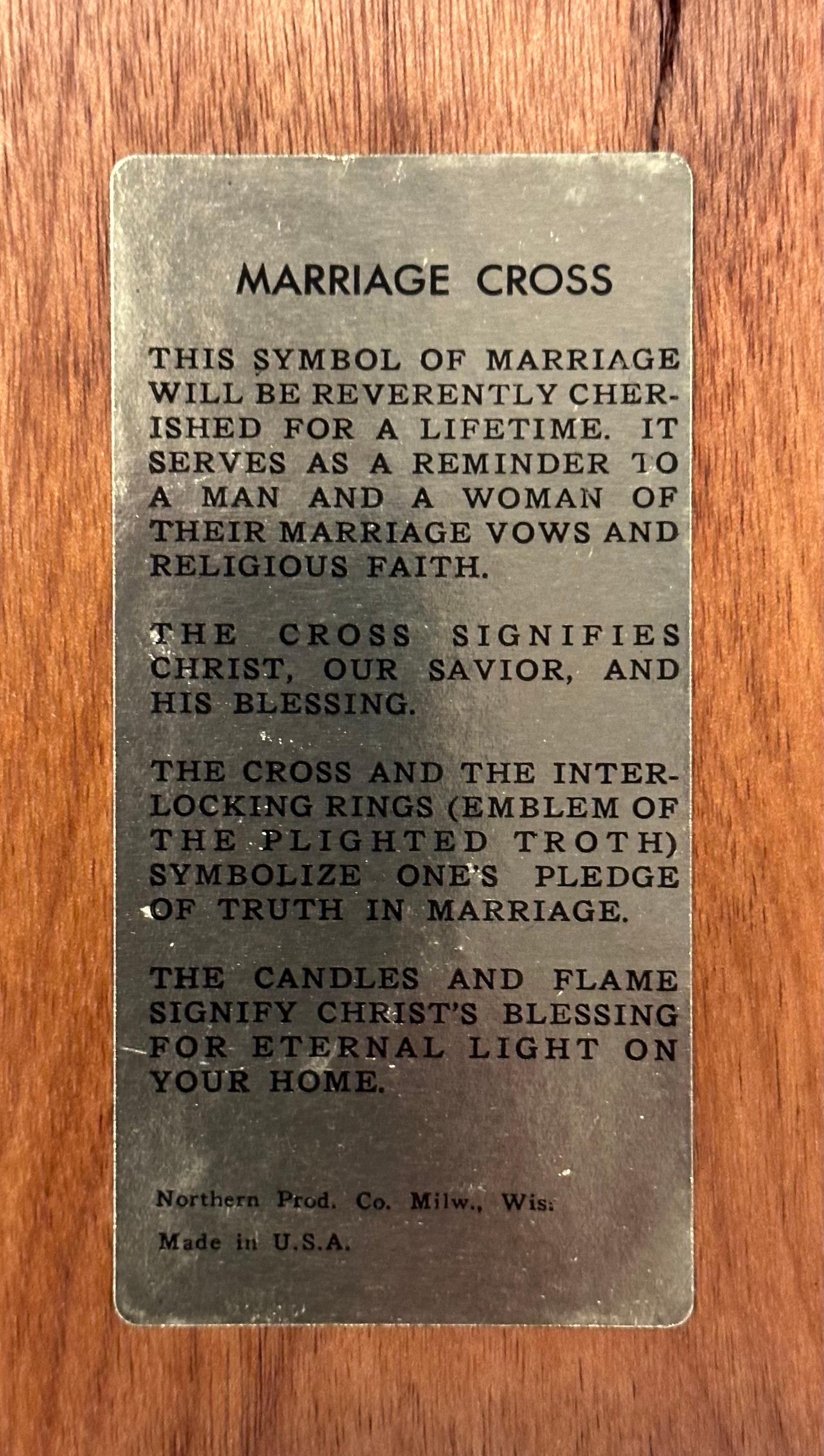 20th Century MCM Minimalist Walnut Marriage Cross For Sale
