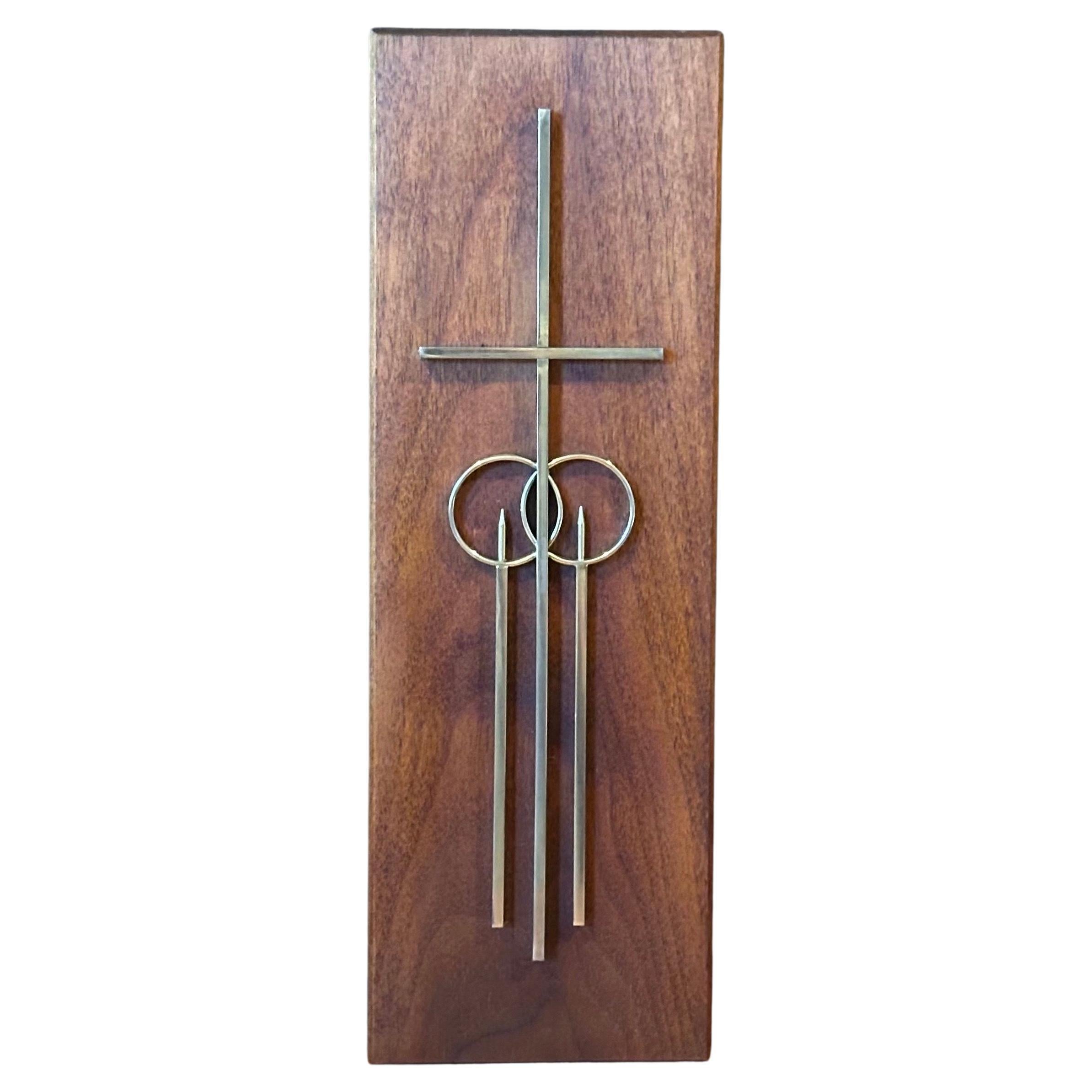 MCM Minimalist Walnut Marriage Cross For Sale